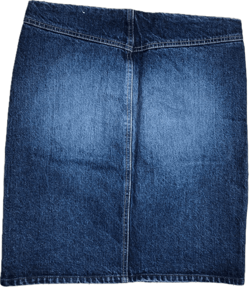 Fiorucci Denim Flat Waist Skirt - Size 10 - Jean Pool