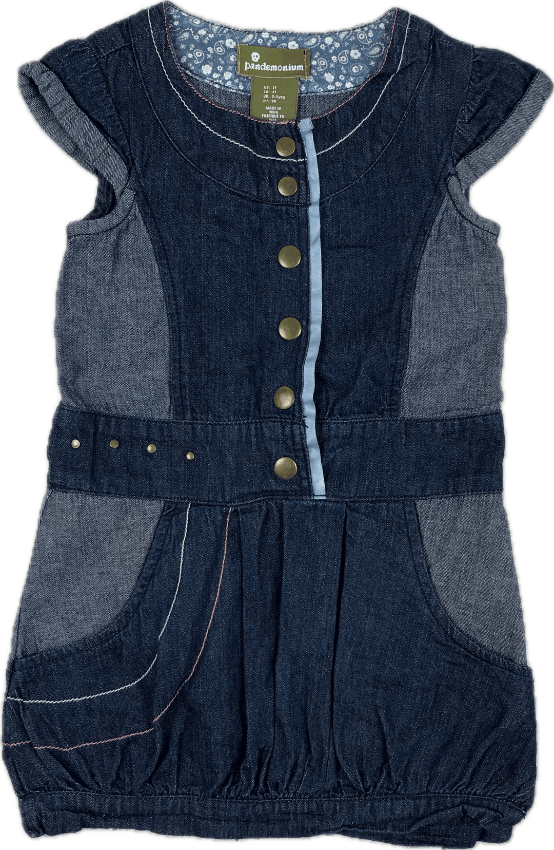 Pandemonium Toddler Patch Denim Dress - Size 2/3 - Jean Pool