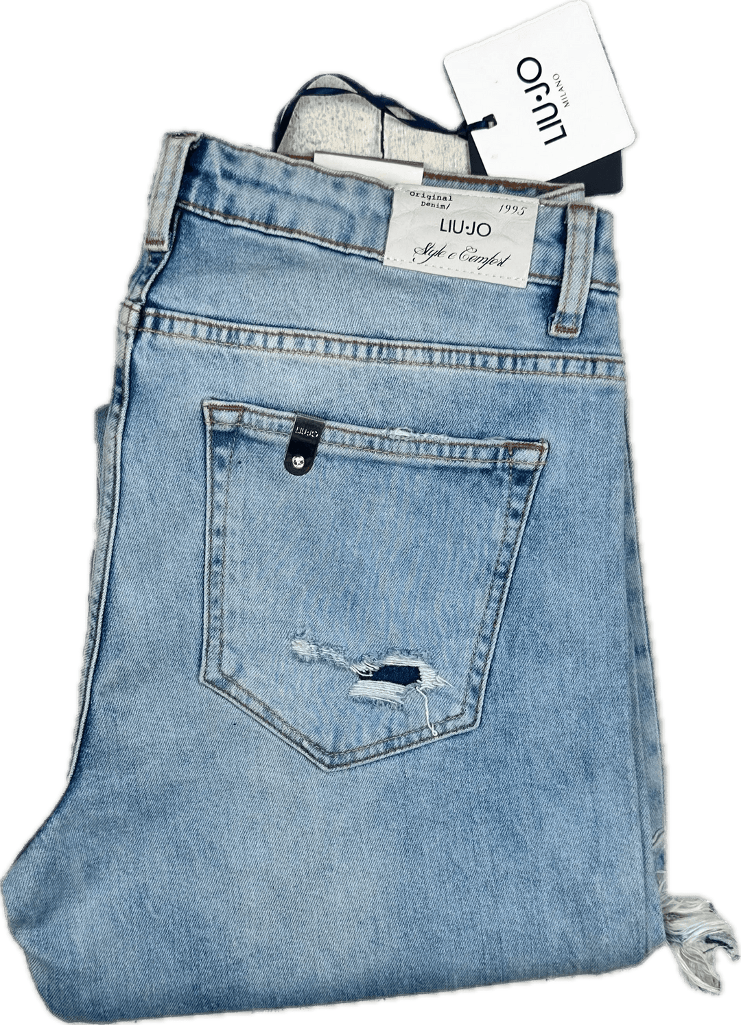 NWT - LUI-JO Italian 'Boy News' Chewed Hem Crop Jeans -Size 30 - Jean Pool