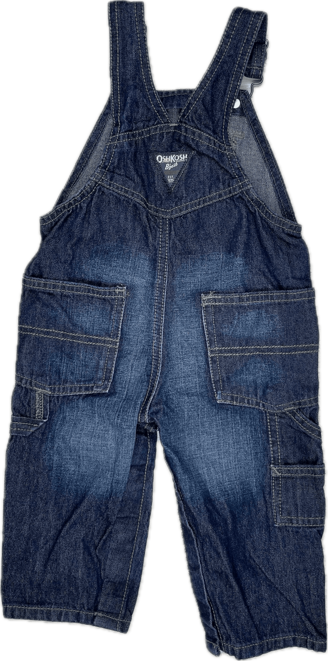 Osh Kosh Classic Bib & Brace Vestbak Denim Overalls - Size 12M - Jean Pool