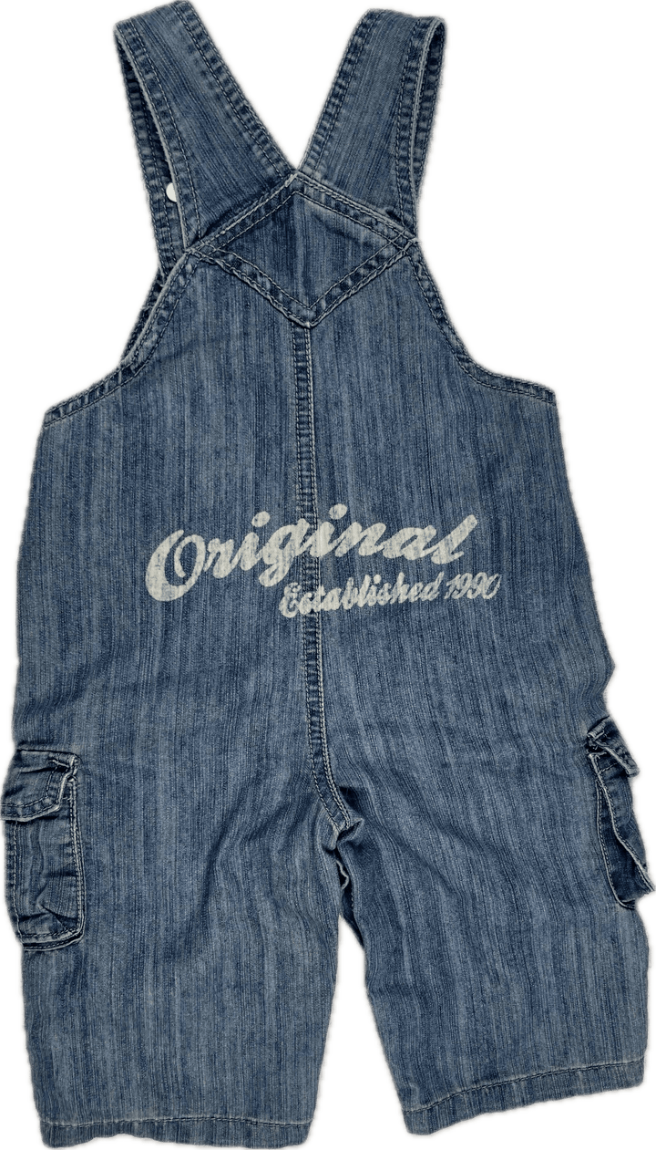 Pumpkin Patch Classic Bib & Brace Denim Logo Overalls - Size 3/6M - Jean Pool