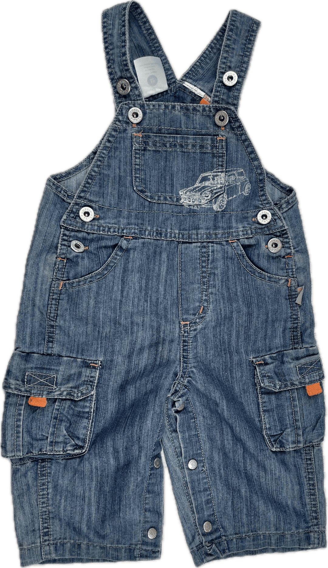 Pumpkin Patch Classic Bib & Brace Denim Logo Overalls - Size 3/6M - Jean Pool