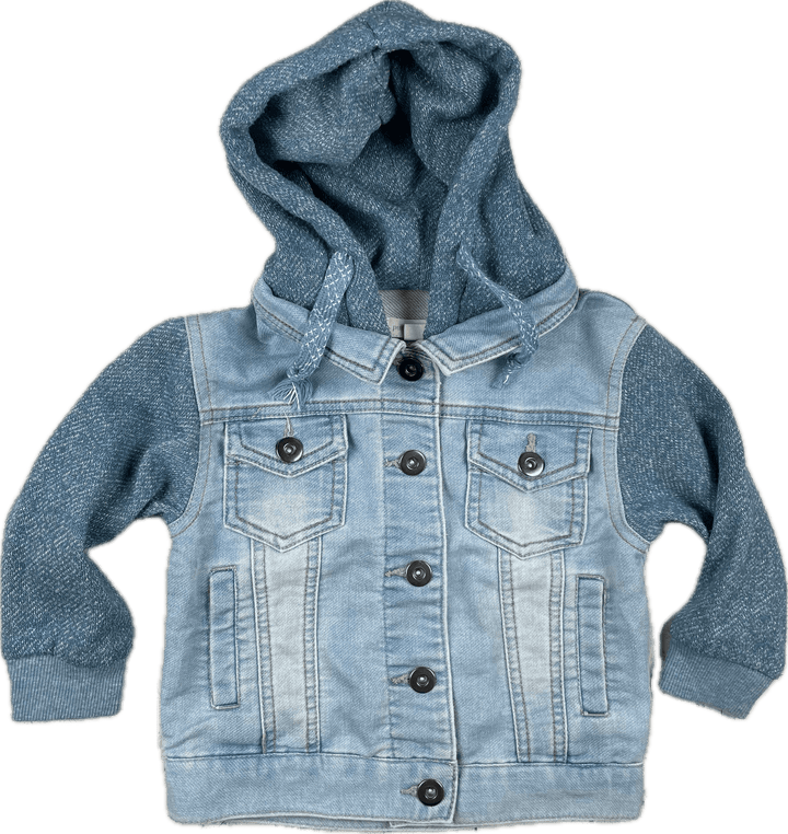 Pumpkin Patch Boys Hooded Denim Jacket - Size 2 - Jean Pool