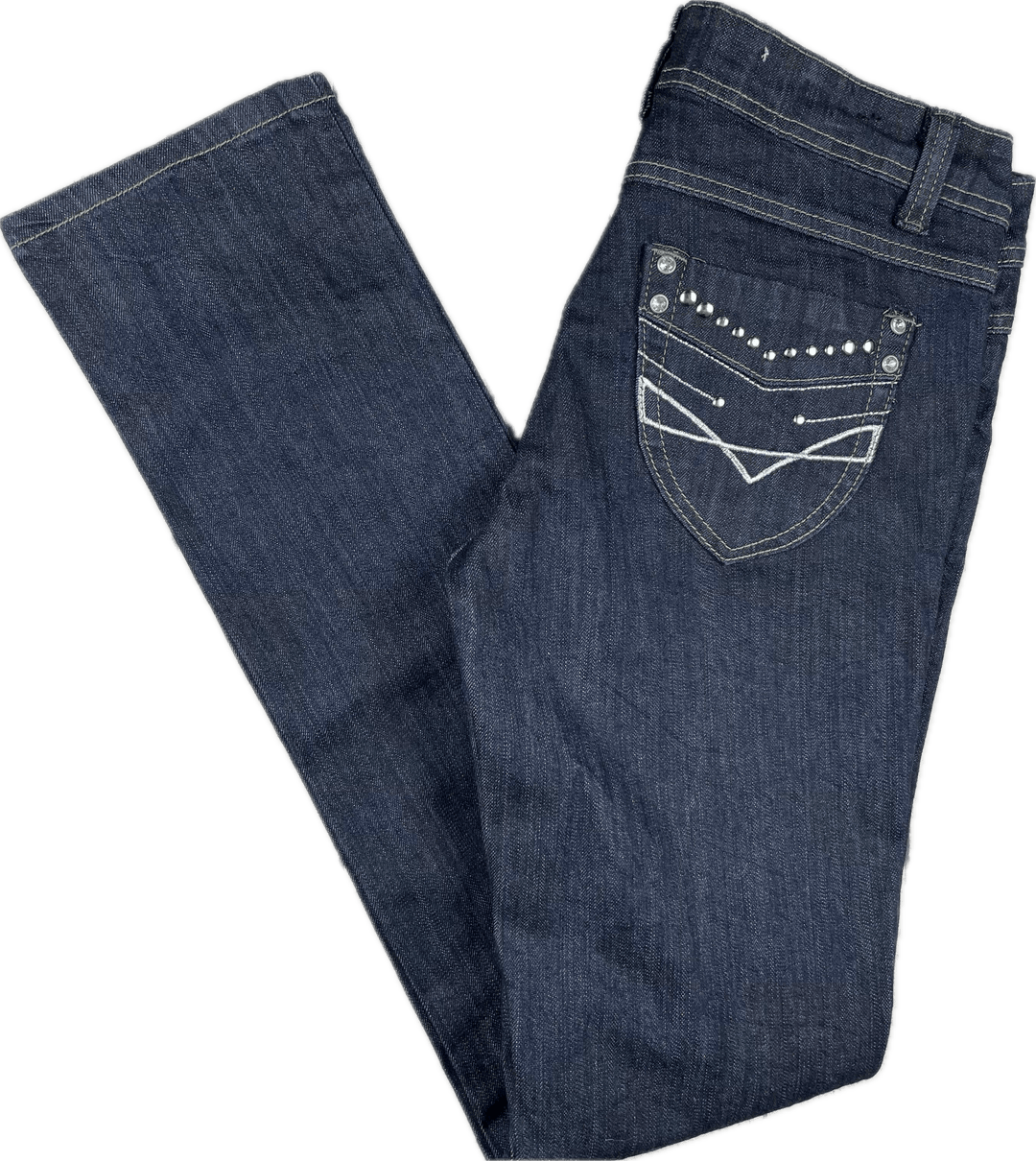 Yes Yes Jeans UK Low Waist Rhinestone Skinny Jeans - Size 10 - Jean Pool