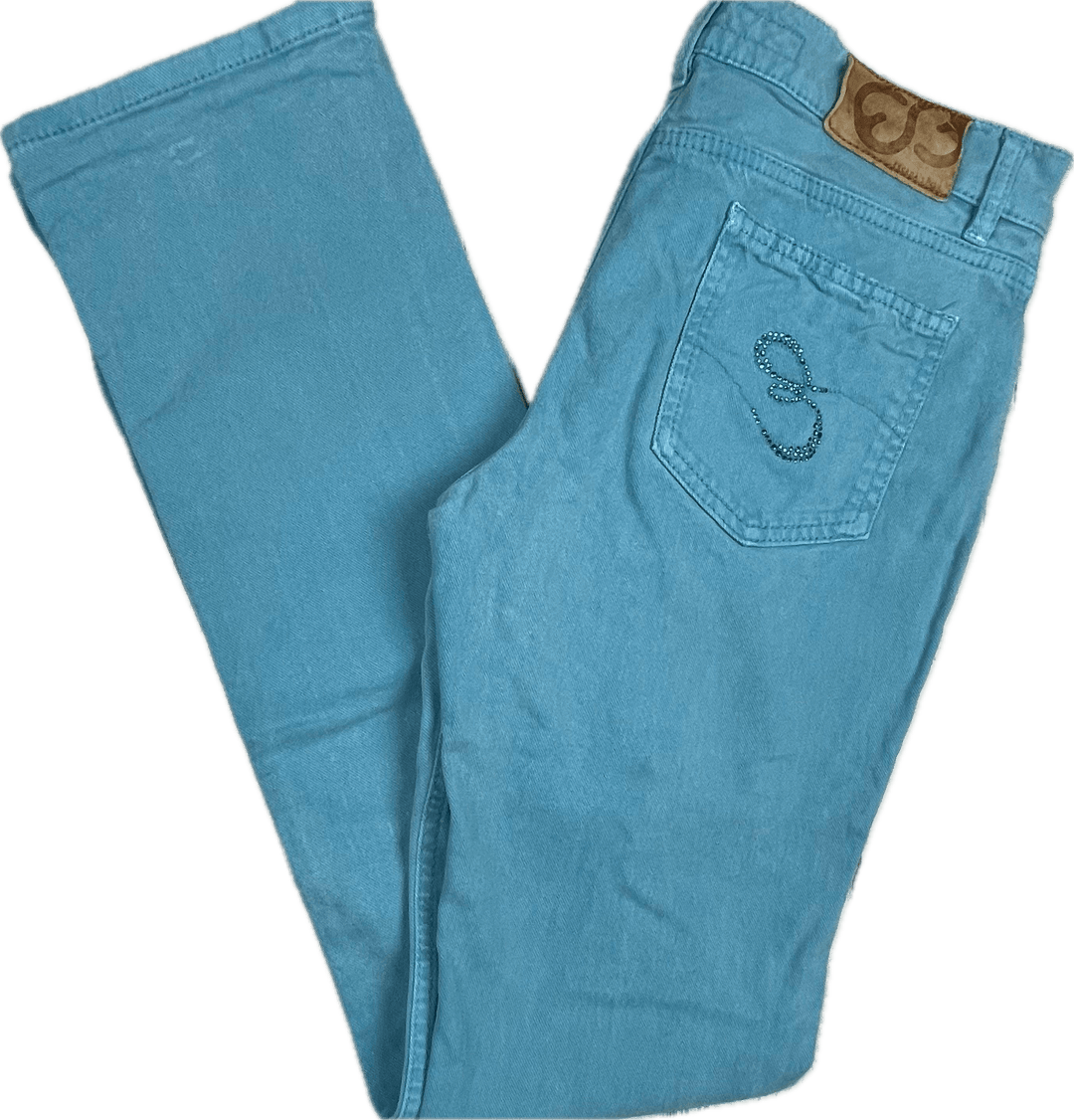 Escada Sport Ladies Blue Crystal Trim Jeans - Size 36 Euro or 7AU - Jean Pool