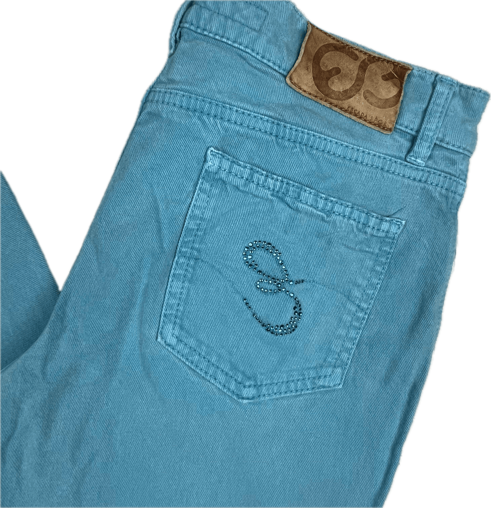 Escada Sport Ladies Blue Crystal Trim Jeans - Size 36 Euro or 7AU - Jean Pool