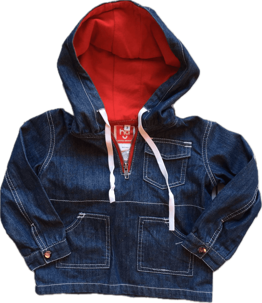 Havoc Denim Lined Hoody - Size 3 - Jean Pool