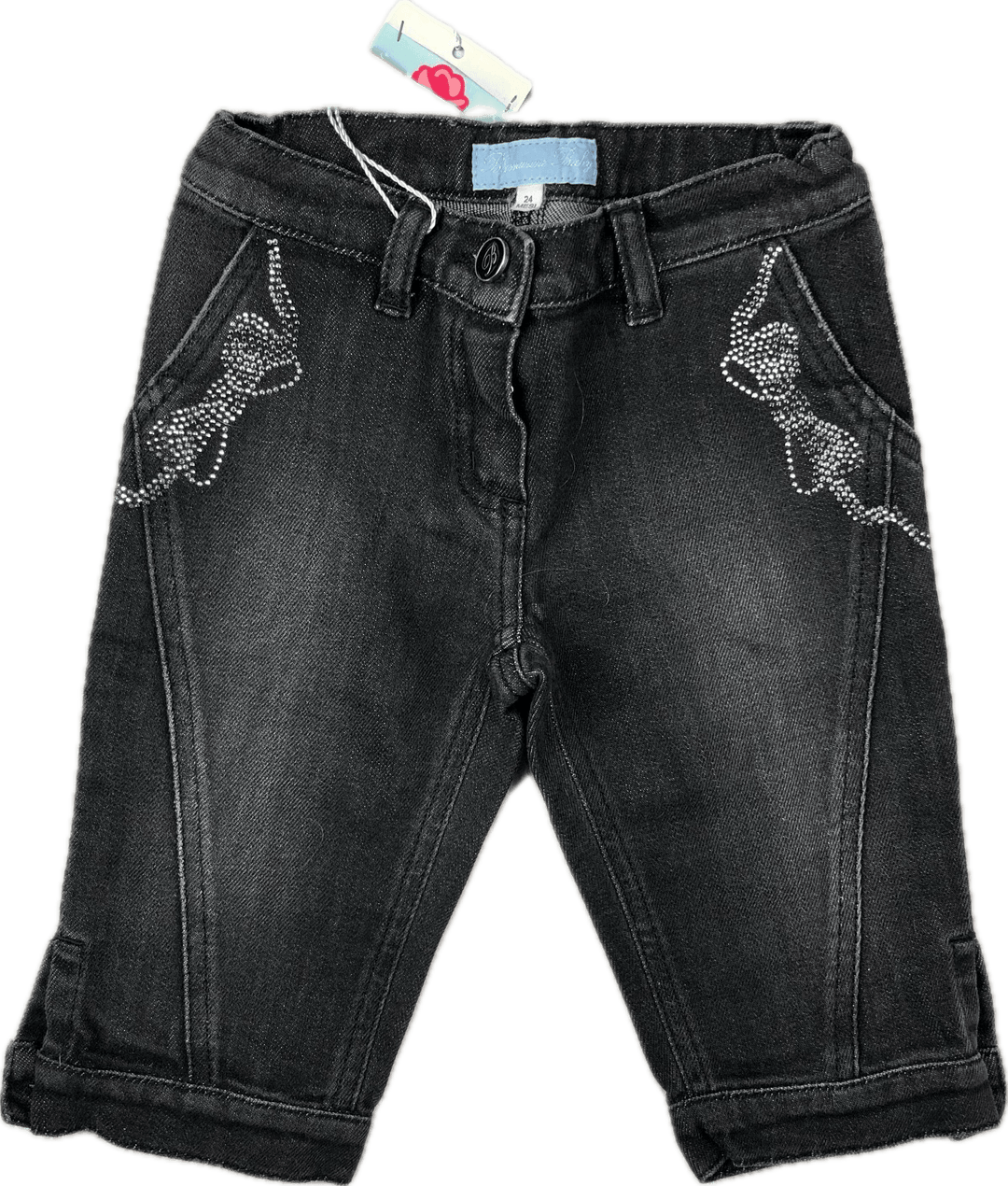 NWT- Blumarine Baby Girls Black Knickerbocker Jeans - Size 2 - Jean Pool