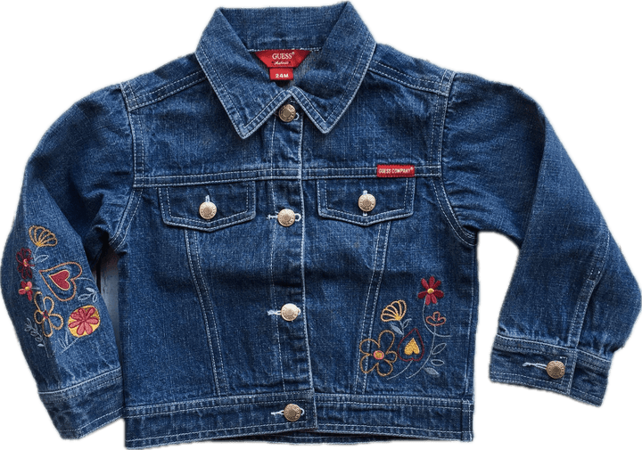 Guess Embroidered Girls Denim Jacket - Size 24M - Jean Pool