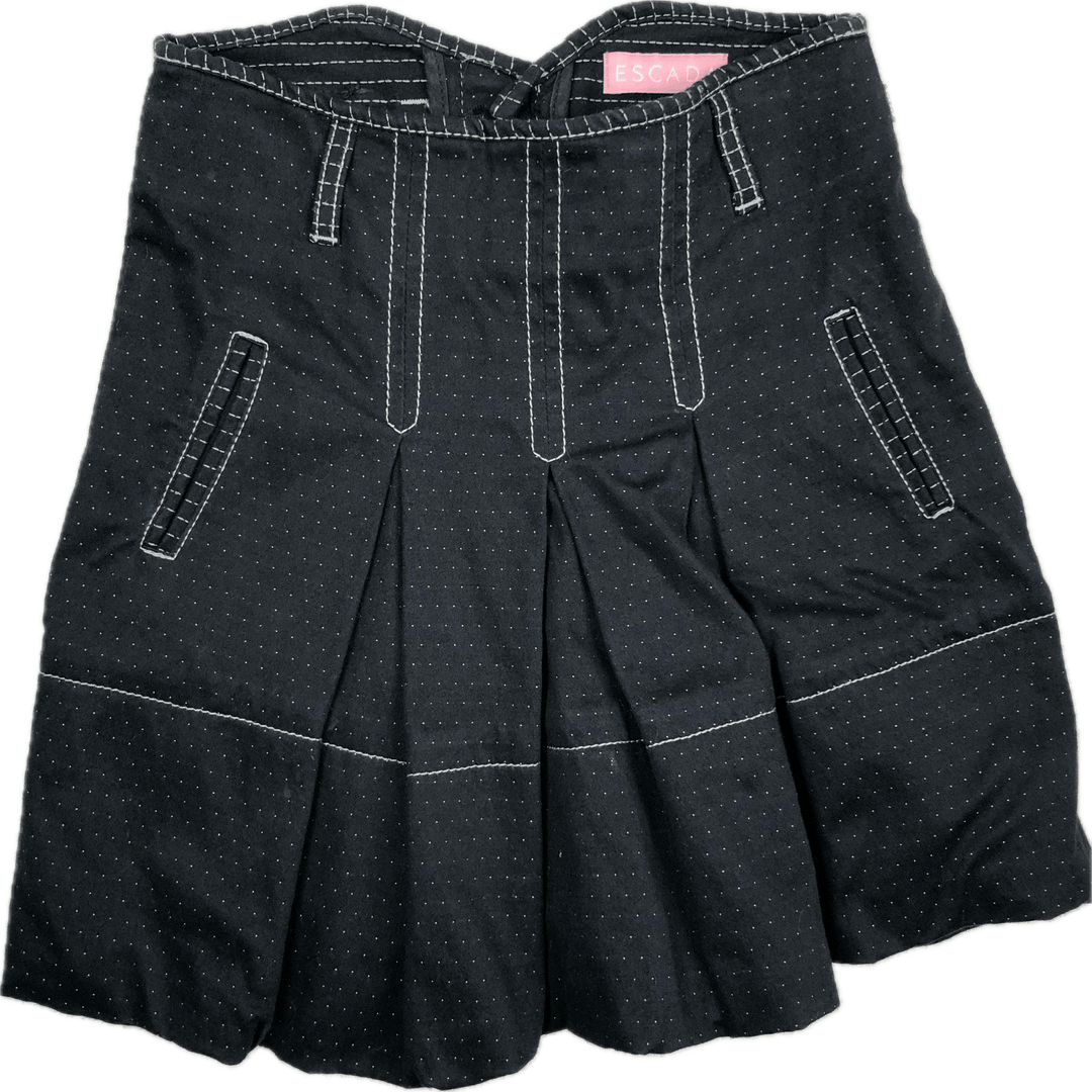 Escada Girls Pleated Black Denim Skirt - Size 6/7 - Jean Pool