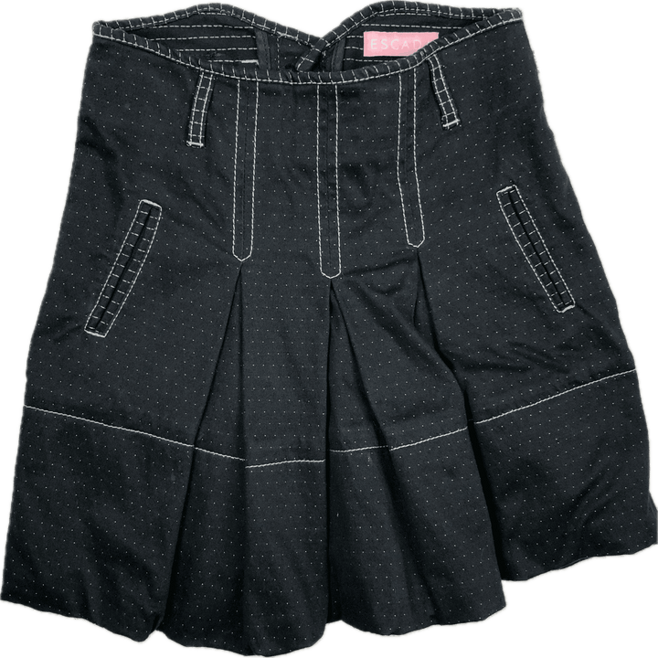 Escada Girls Pleated Black Denim Skirt - Size 6/7 - Jean Pool