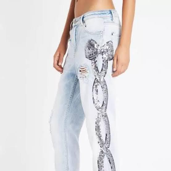 NEW - Sass & Bide 'Bow Friend' Sequin Jeans -Size 24 - Jean Pool