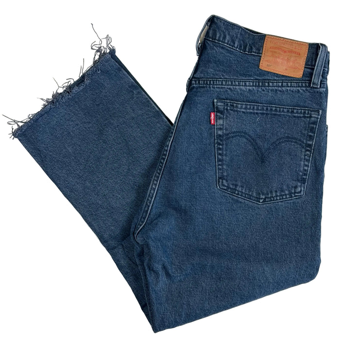 Levis 501 Blue Black Vintage Wash Crop Ladies Crop Jeans - 31