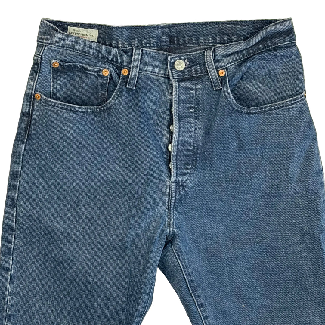 Levis 501 Blue Black Vintage Wash Crop Ladies Crop Jeans - 31