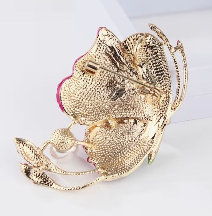 Jewelled Butterfly with Pearl Brooch