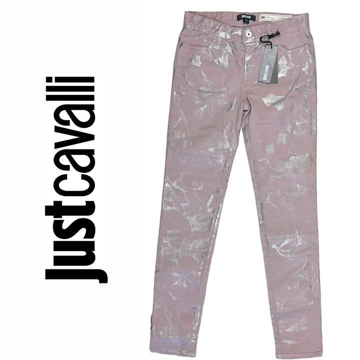 NWT- Just Cavalli Italy Ladies Lavender/Silver Jeans - Size 26"