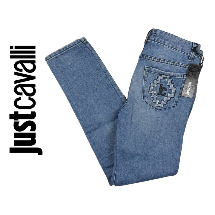 NWT- Just Cavalli Italy Ladies Logo Pocket Jeans - Size 26"
