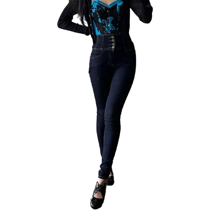 Kitten D'Amour High Skinny Exposed Button Black Jeans- Size 24