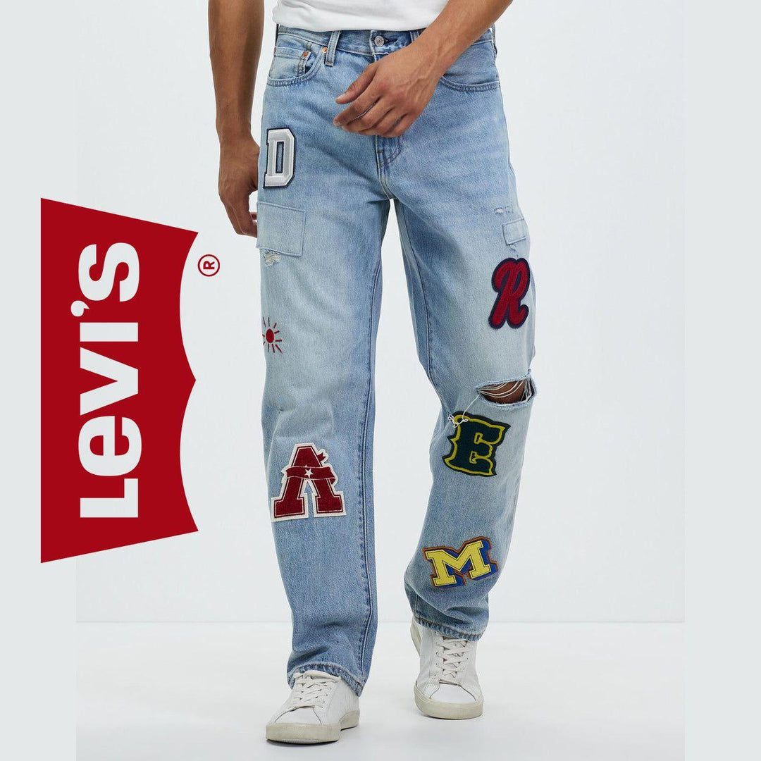 NWT - Levis 568 Stay Loose 'Folk Chaos" Mens Patch Jeans - Size 30 - Jean Pool