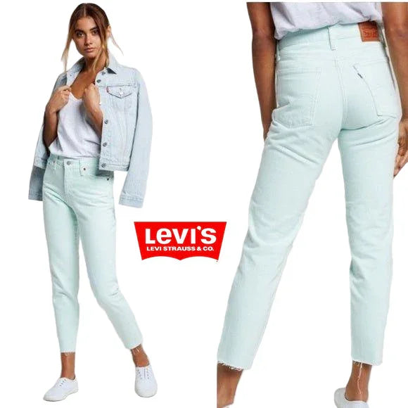NWT - Levis 'Wedgie Fit' Pastel Mint High Rise Tapered Jeans -Size 27