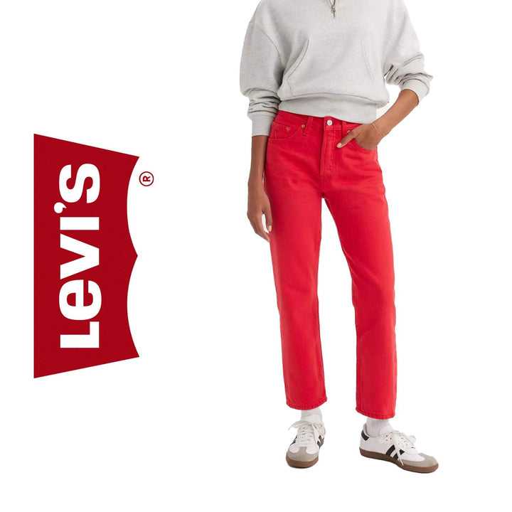 NWT - Levis 501 Script Red Crop Ladies Jeans - 25/28