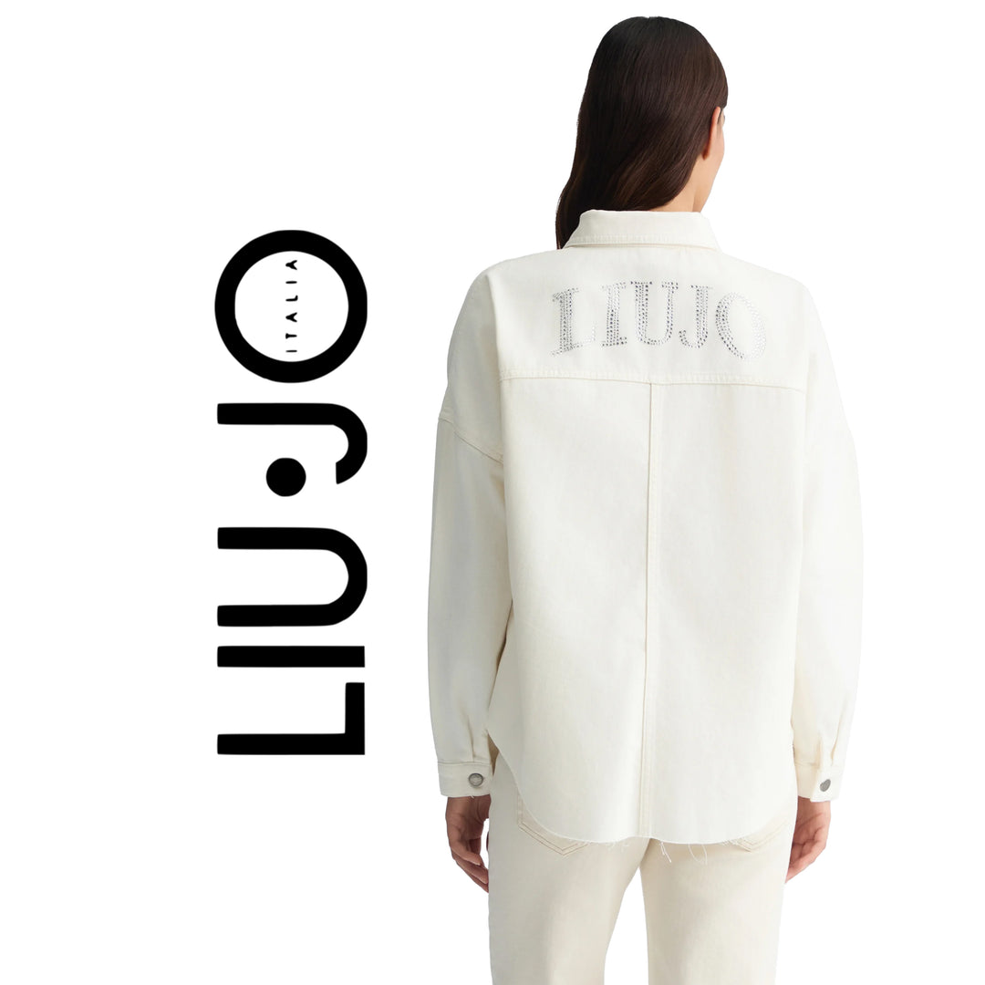 NEW - Liu-Jo Italian Ivory Crystal Logo Shirt/Jacket - Size M/L