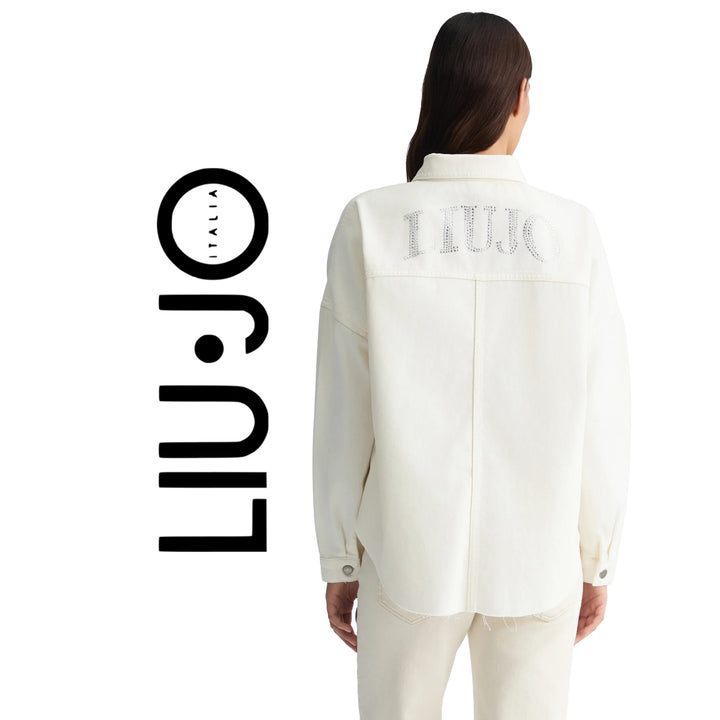 NEW - Liu-Jo Italian Ivory Crystal Logo Shirt/Jacket - Size M/L