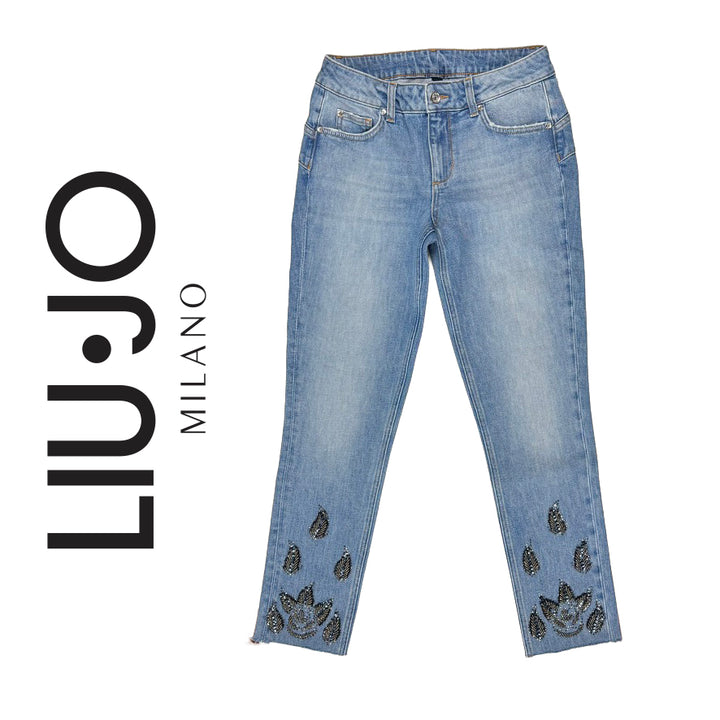 NEW- Liu-Jo Jeans Italian Ladies Slim Jewelled Hem Jeans - Size 29