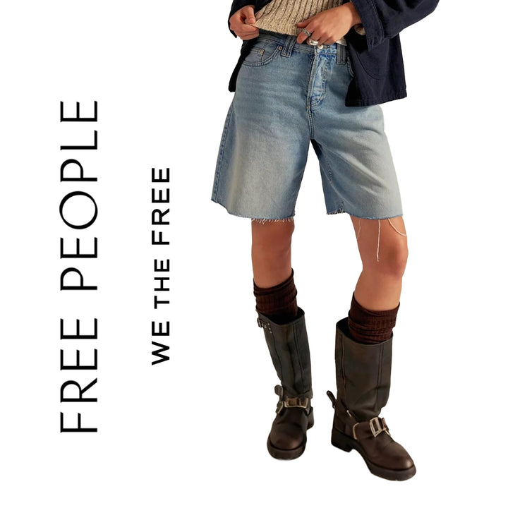 NWT- We the Free 'Montana' Cowgirl Blues Denim Shorts- Size 28