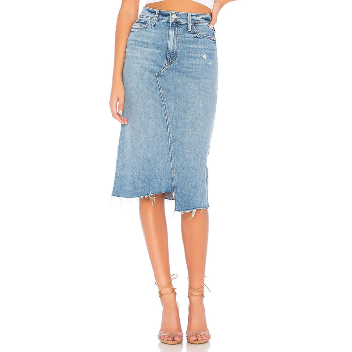 Mother Jeans 'The Straight A Step Midi Fray Skirt' Misbeliever Wash - Size 25 or 7AU