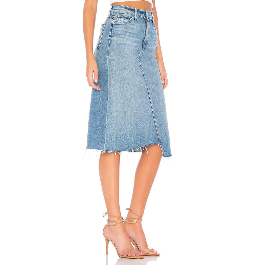 Mother Jeans 'The Straight A Step Midi Fray Skirt' Misbeliever Wash - Size 25 or 7AU