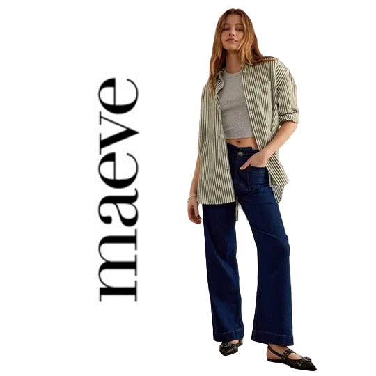 NEW- Meave USA Womens Wide Leg Flare Jeans - Size 34 XTall