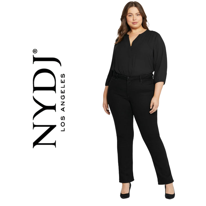 NWT- NYDJ 'Lift & Tuck' MARILYN Black Straight Leg Jeans -Size 12US suit 16AU