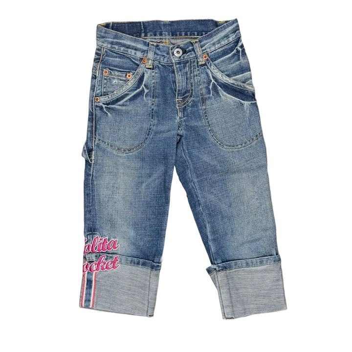 Nolita Pocket Italian Y2K Denim Logo Capri Jeans- Size 8Y