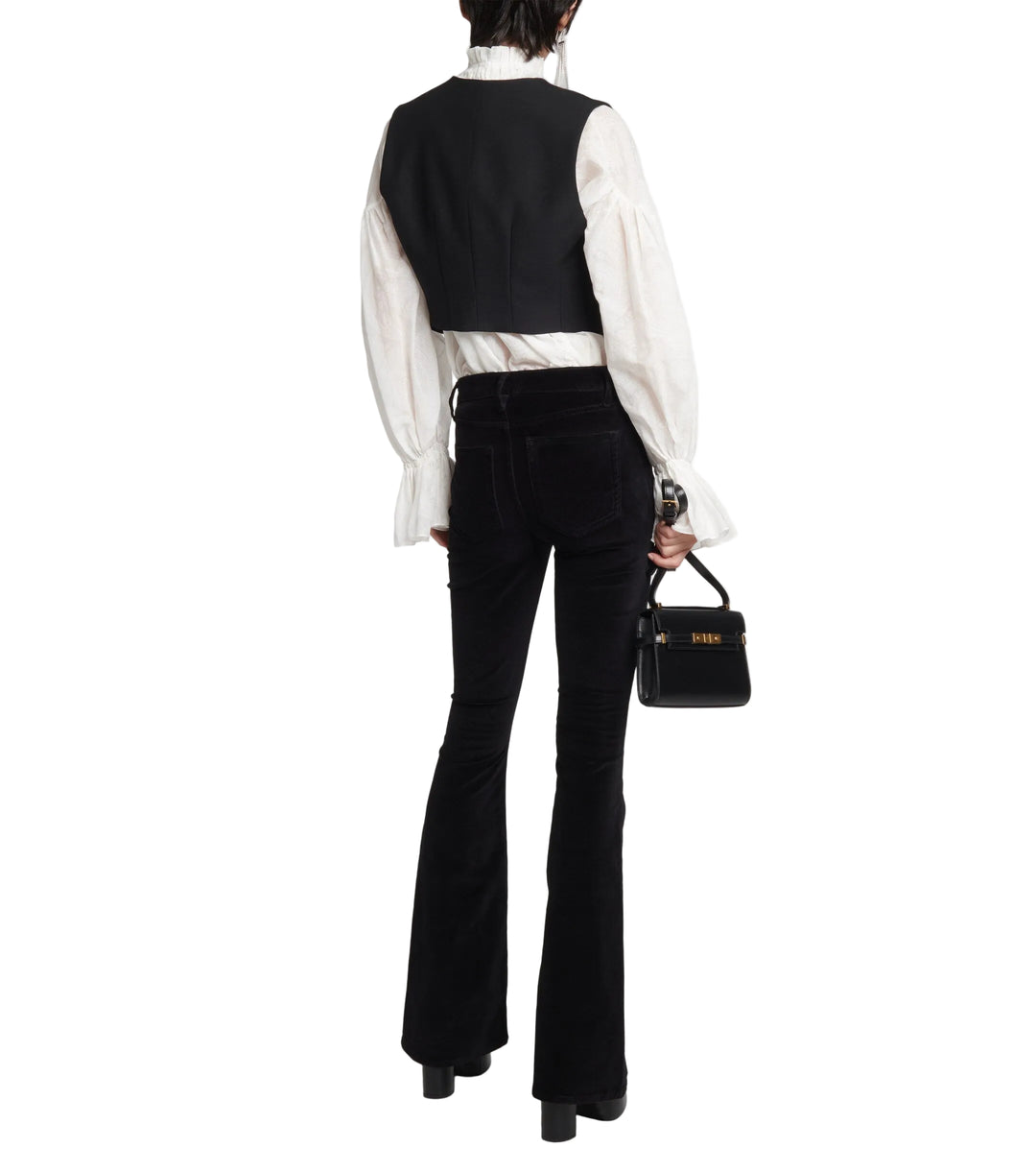 NWT- Frame Denim 'Le High Flare' Velveteen Black Jeans -Size 25