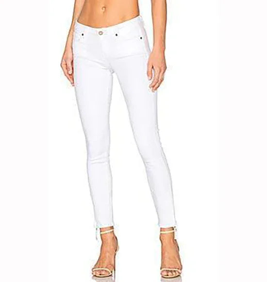 Paige 'Verdugo Ankle' White Stretch Zip Jeans- Size 28