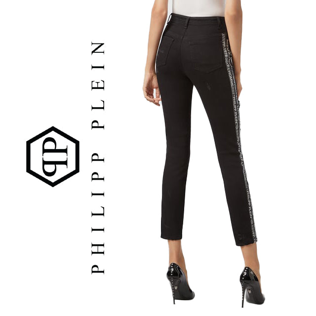 NWT-  Philipp Plein Ladies High Waist Jegging Logo Jeans -Size 25