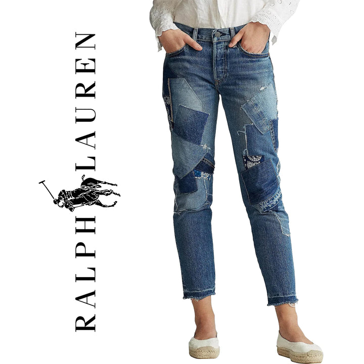 NWT-Ralph Lauren 'Avery Boyfriend' Patchwork Denim Jeans - Size 28