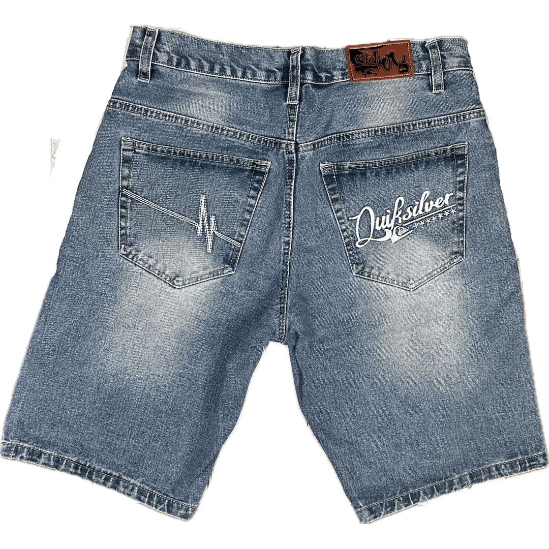 Quiksilver Mens Classic Logo Denim Shorts -Size 34 - Jean Pool