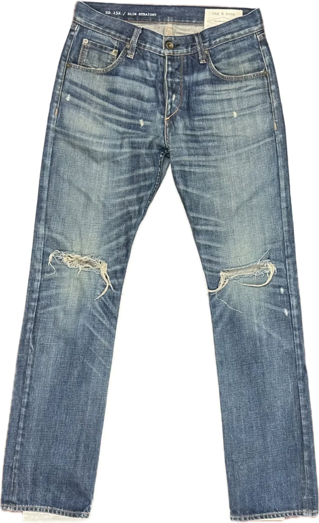 Rag & Bone Mens 'RB 15X' Slim Straight Distressed Jeans - Size 32