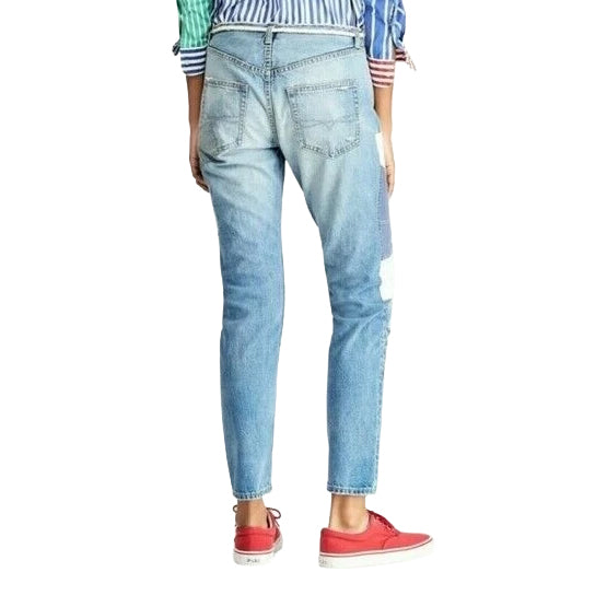 Ralph Lauren 'Avery Boyfriend' Patchwork Rope Belt Denim Jeans - Size 26