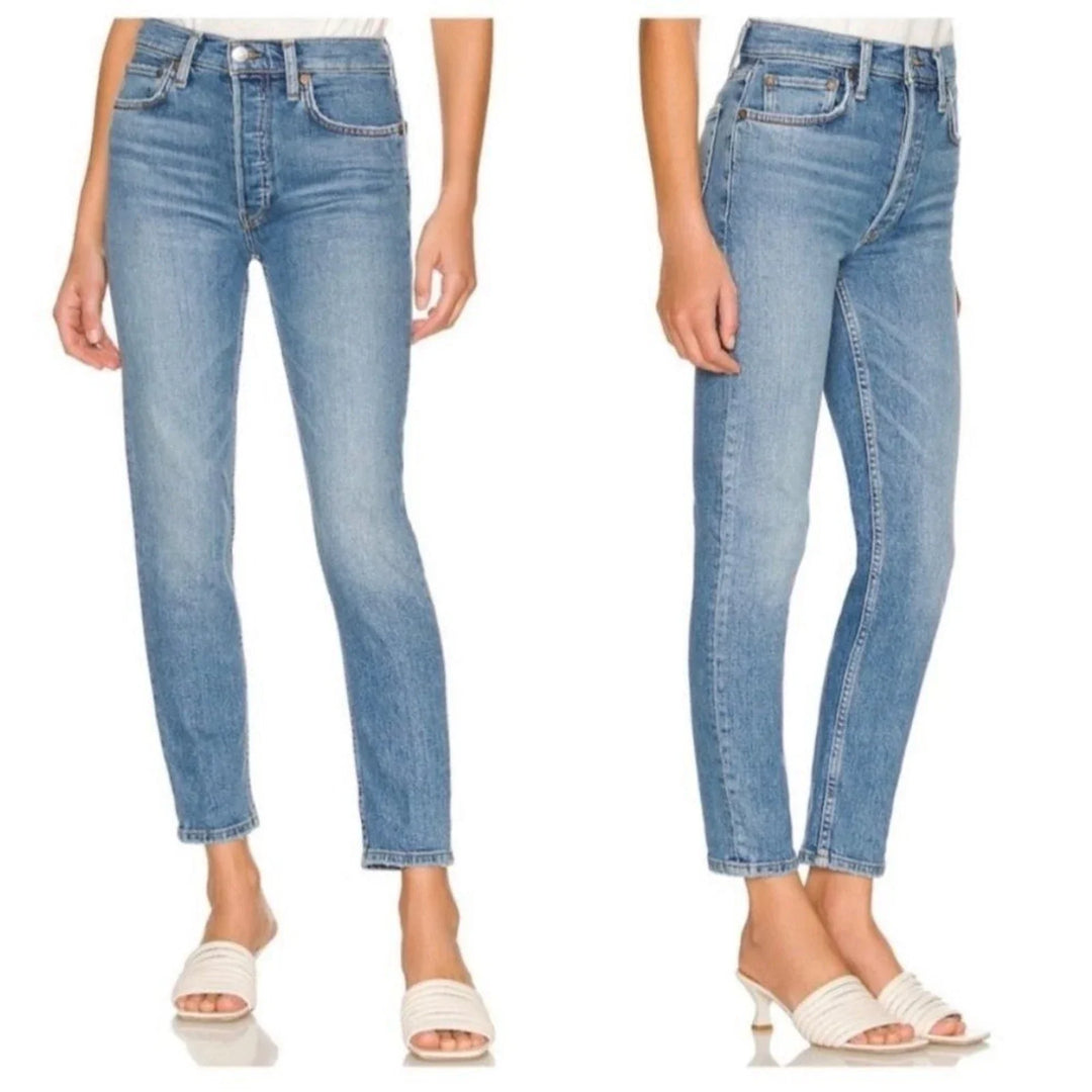 RE/DONE High Rise Ankle Crop Stretch Jeans -Size 26