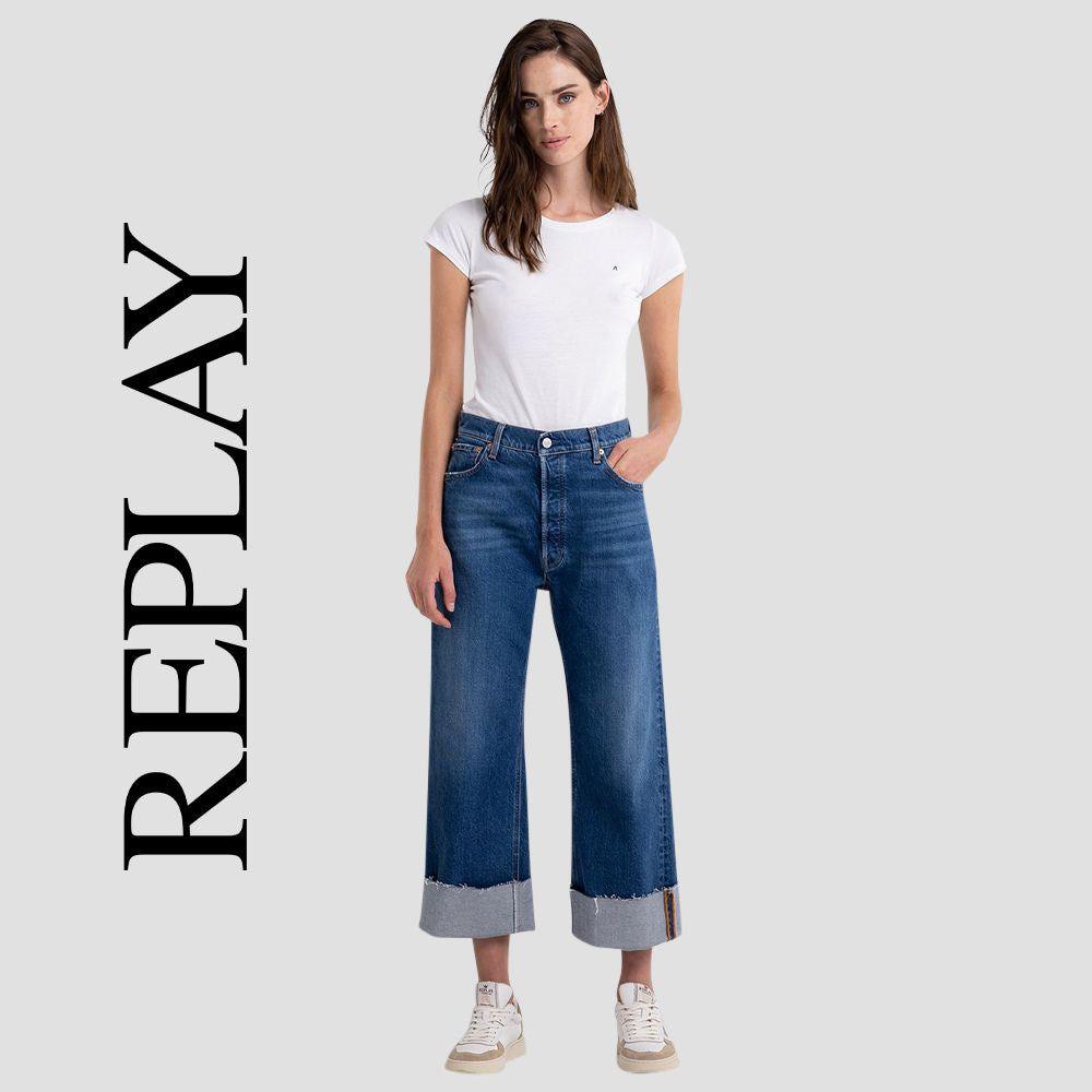 NWT - Replay Italy 'Julliah' Wide Leg High Waist Rose Label Jeans - Size 28 - Jean Pool