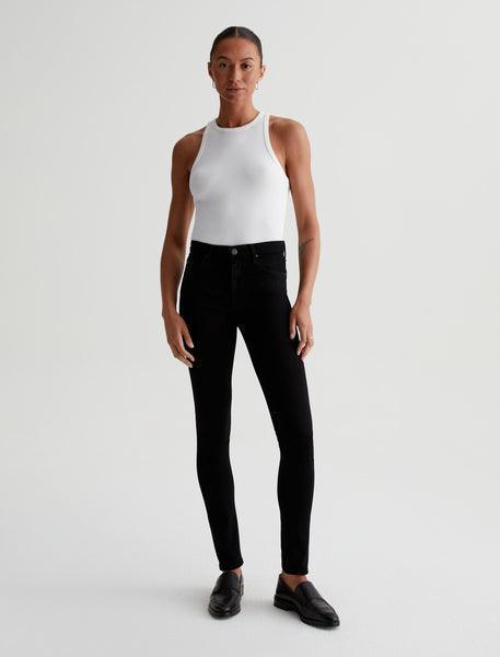 AG Prima Black Mid Rise Skinny Jeans