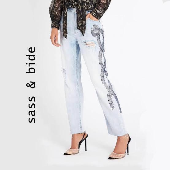 NEW - Sass & Bide 'Bow Friend' Sequin Jeans -Size 24 - Jean Pool