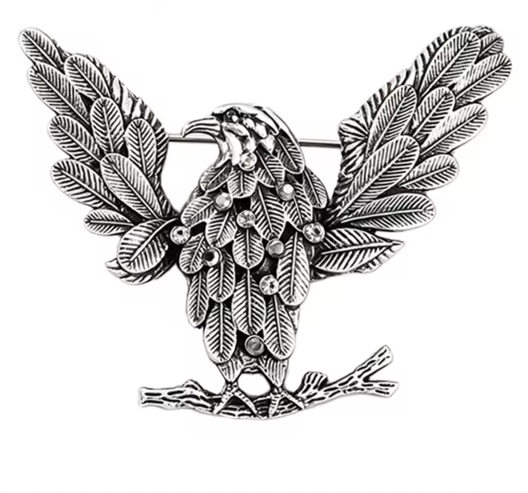 Eagle Silver Finish Bird Brooch