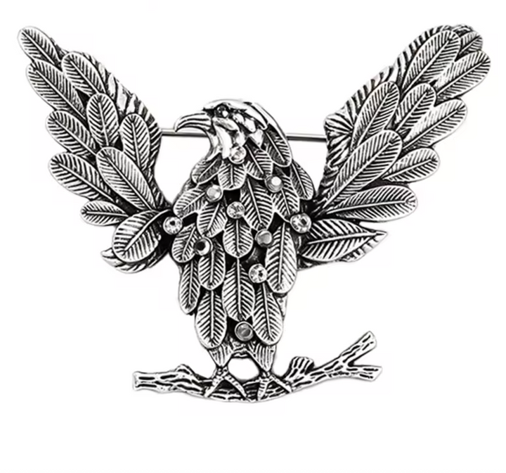 Eagle Silver Finish Bird Brooch