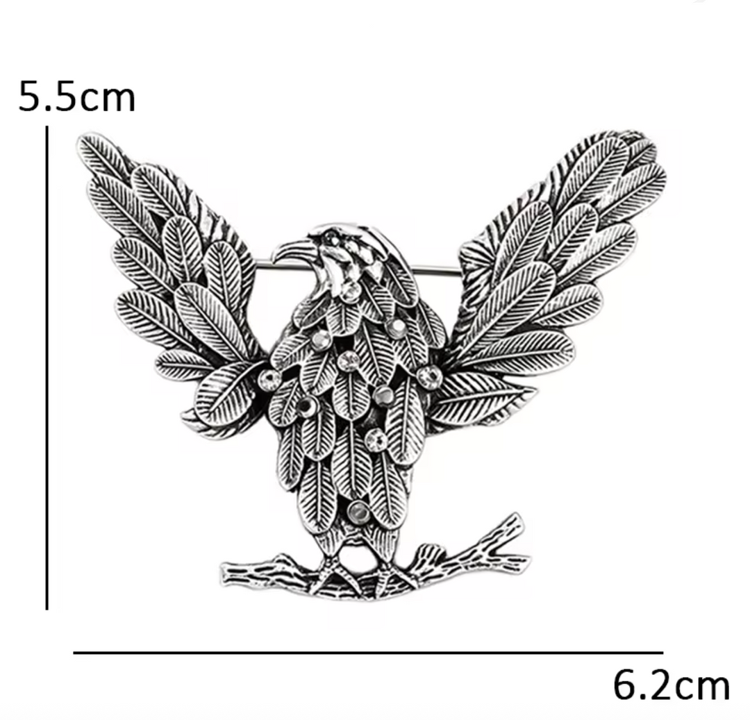 Eagle Silver Finish Bird Brooch