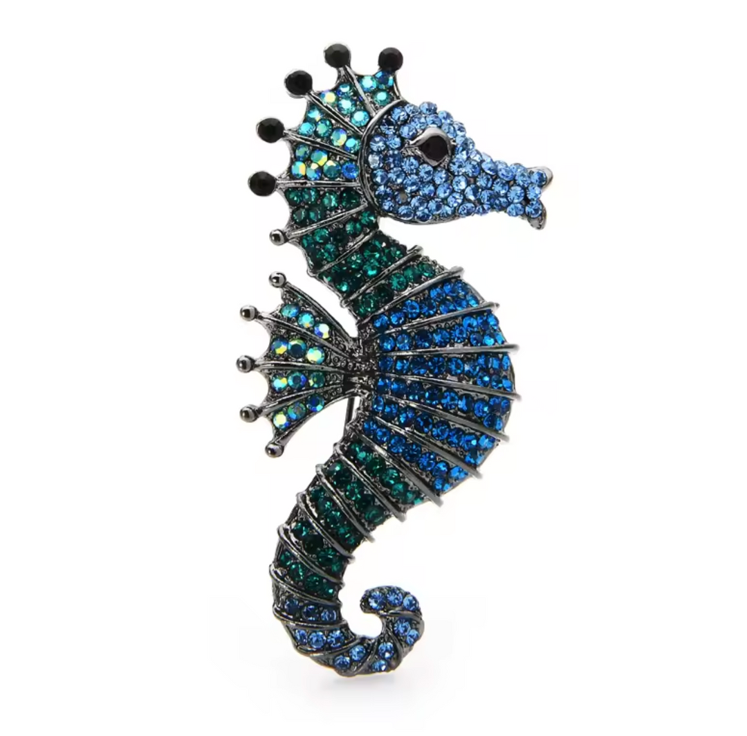 Jewelled Seahorse Brooch