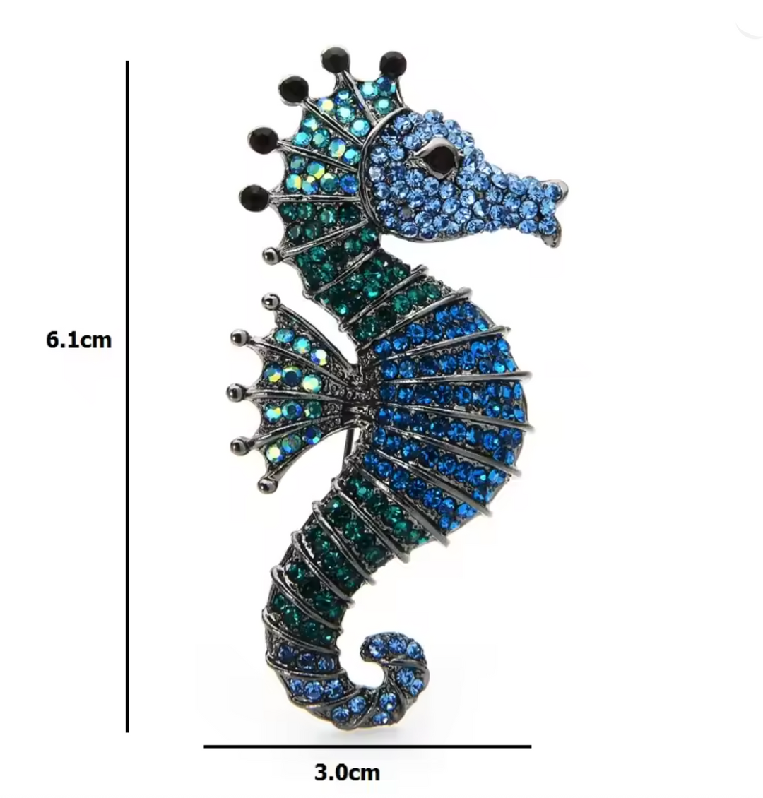 Jewel Studded Seahorse Brooch